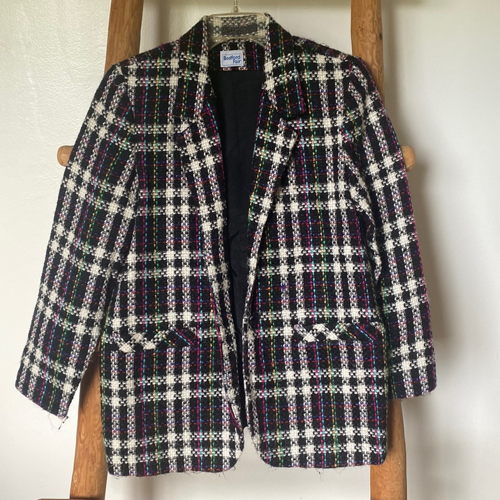 VINTAGE ! Bedford Fair Multi Colored Tweed Blazer